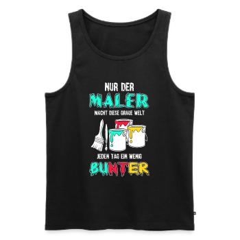Dieser Maler macht die Welt bunt - Männer Premium Bio Tank Top - Schwarz - Vorne - Michal (187cm)