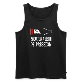 Parqueteur a besoin de pression t-shirt bière - Débardeur bio Premium Homme - noir - Devant - Michal (187cm)