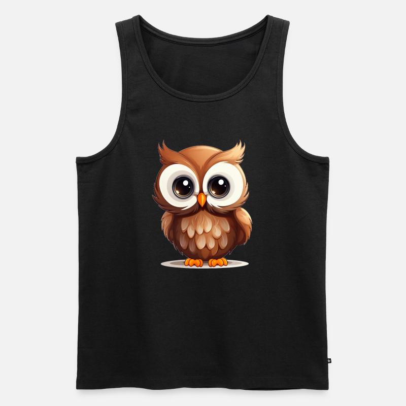 Süße Eule - Männer Premium Bio Tank Top - Schwarz
