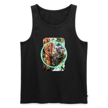 Australie: koala mignon avec un cadre graphique - Débardeur bio Premium Homme - noir - Devant - AI Model Male 178 light (178cm)