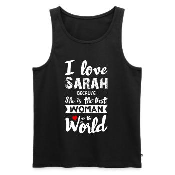 J'aime Sarah - Meilleure femme - Débardeur bio Premium Homme - noir - Devant - AI Model Male 178 light (178cm)