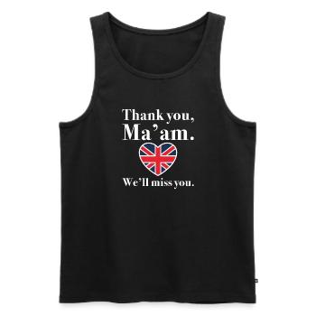 Danke Ma'am, wir werden dich vermissen - Männer Premium Bio Tank Top - Schwarz - Vorne - AI Model Male 178 light (178cm)
