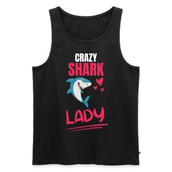 Crazy Shark Lady Cadeau Ocean Animal Shark - Débardeur bio Premium Homme - noir - Devant - Michal (187cm)