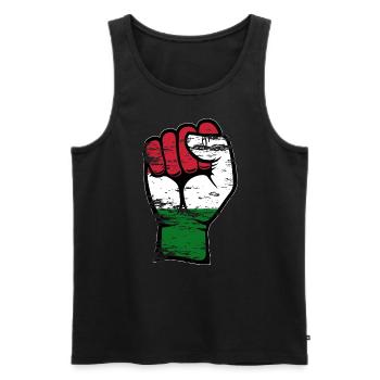 Ungarn Flagge Faust Hand used - Männer Premium Bio Tank Top - Schwarz - Vorne - AI Model Male 178 light (178cm)