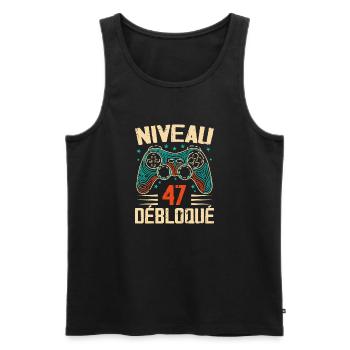 1977 cadeaux 47e Anniversaire, Aventure de 47 Ans - Débardeur bio Premium Homme - noir - Devant - Michal (187cm)