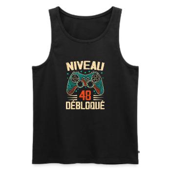 1976 cadeaux 48e Anniversaire, Aventure de 48 Ans - Débardeur bio Premium Homme - noir - Devant - Michal (187cm)
