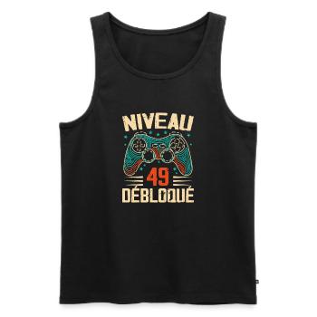 1975 49th Anniversary Gifts, 49 Year Adventure - Men's Premium Organic Tank Top - black - Front - AI Model Male 178 light (178cm)