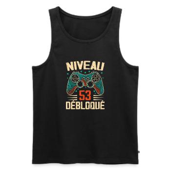 1971 cadeaux 53e Anniversaire, Aventure de 53 Ans - Débardeur bio Premium Homme - noir - Devant - Michal (187cm)