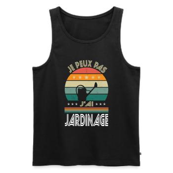 Je peux pas j'ai Jardinage - Idée Cadeau Jardinier - Débardeur bio Premium Homme - noir - Devant - Michal (187cm)