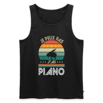 I Can't I Have Piano - Pianist Geschenkidee - Männer Premium Bio Tank Top - Schwarz - Vorne - AI Model Male 178 light (178cm)