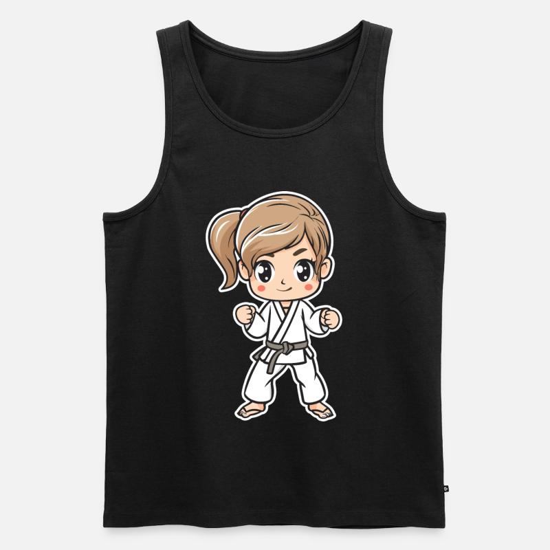 Karate Mädchen Comic - Männer Premium Bio Tank Top - Schwarz