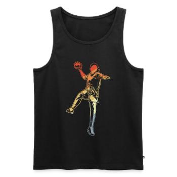Handball Girl Retro Look - Männer Premium Bio Tank Top - Schwarz - Vorne - AI Model Male 178 light (178cm)
