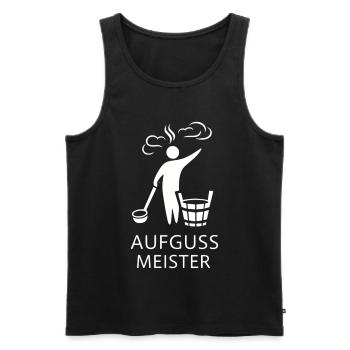 Sauna Aufguss Meister Fächer Piktogramm Minimalist - Männer Premium Bio Tank Top - Schwarz - Vorne - Michal (187cm)