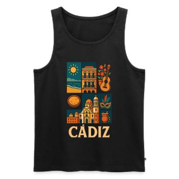 Cádiz Mosaic Coast and Music - Men's Premium Organic Tank Top - black - Front - AI Model Male 178 light (178cm)