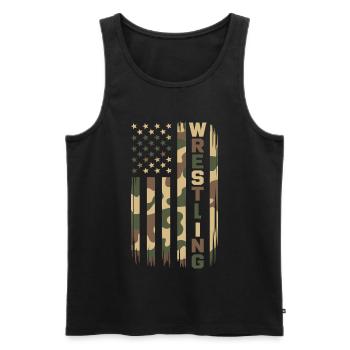 Wrestling USA Flagge Camo Patriot Design - Männer Premium Bio Tank Top - Schwarz - Vorne - Michal (187cm)