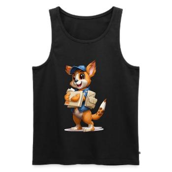 Postbote-Welpe mit Briefen - Männer Premium Bio Tank Top - Schwarz - Vorne - AI Model Male 178 light (178cm)