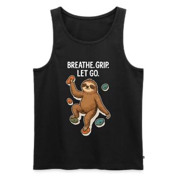 Zen Faultier: Grip Let Go Klettern - Männer Premium Bio Tank Top - Schwarz - Vorne - AI Model Male 178 light (178cm)
