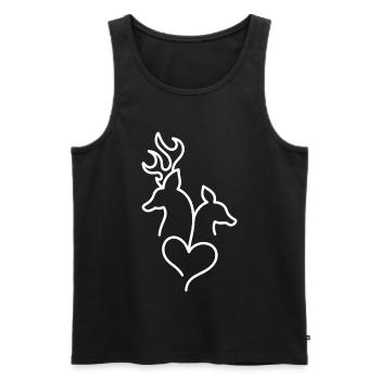 Cerf et chevreuil avec cœur - Débardeur bio Premium Homme - noir - Devant - Michal (187cm)