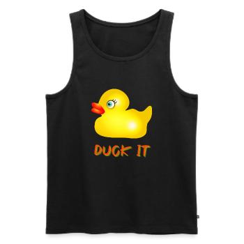 DUCK IT - Men's Premium Organic Tank Top - black - Front - AI Model Male 178 light (178cm)