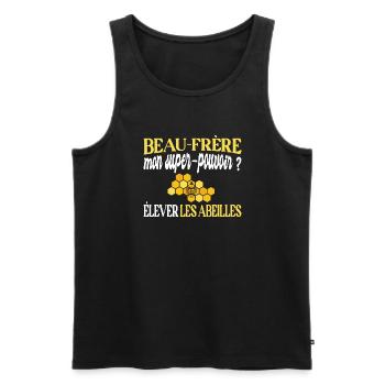 Beau-frère t-shirt apiculteur abeille miel humour - Débardeur bio Premium Homme - noir - Devant - Michal (187cm)