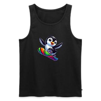 Süßer Pinguin Snowboard Comic Winterspaß - Männer Premium Bio Tank Top - Schwarz - Vorne - AI Model Male 178 light (178cm)