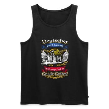 Stolzer Mecklenburger – Heimatliebe und Tradition - Männer Premium Bio Tank Top - Schwarz - Vorne - AI Model Male 178 light (178cm)