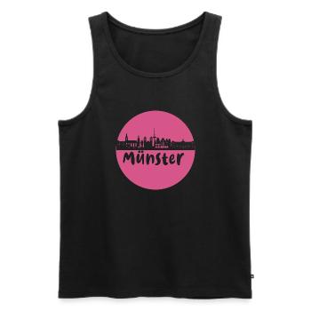 Münster, kreis, skyline,scherenschnitt, pink - Männer Premium Bio Tank Top - Schwarz - Vorne - AI Model Male 178 light (178cm)