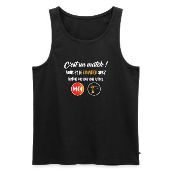C'est un match ! T-shirt grutier homme métier - Débardeur bio Premium Homme - noir - Devant - Michal (187cm)