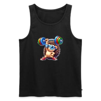 Entraînement physique Hedgehog Barbell - Débardeur bio Premium Homme - noir - Devant - Michal (187cm)