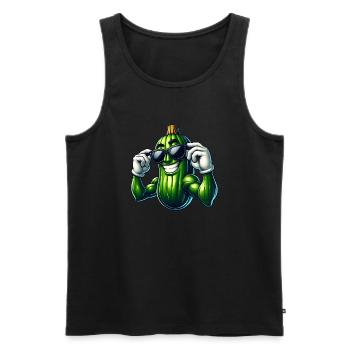 Coole Gurke Gewürzgurke Gemüse Cartoon - Männer Premium Bio Tank Top - Schwarz - Vorne - Michal (187cm)