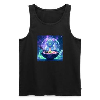 Katze ,Japan ,Kawaii,anime,ramen,Nacht - Männer Premium Bio Tank Top - Schwarz - Vorne - Michal (187cm)