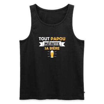 Tout papou mérite sa bière t-shirt humoristique - Débardeur bio Premium Homme - noir - Devant - Michal (187cm)