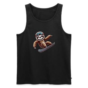 mignon paresseux snowboard dessin animé sports d’hiver - Débardeur bio Premium Homme - noir - Devant - Michal (187cm)