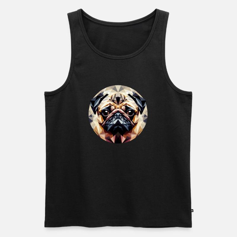 Polygoner Mops Hund Rund - Männer Premium Bio Tank Top - Schwarz