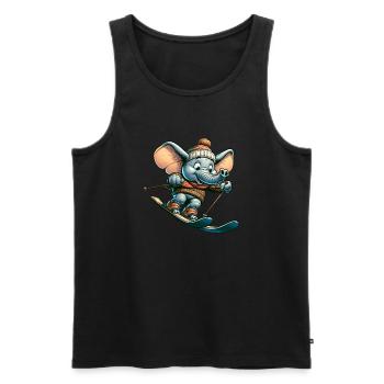 Süßer Elefant als Ski fahrer im Comicstil - Männer Premium Bio Tank Top - Schwarz - Vorne - Michal (187cm)