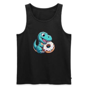 Dino T-Rex Bonbons aux beignets - Débardeur bio Premium Homme - noir - Devant - Michal (187cm)
