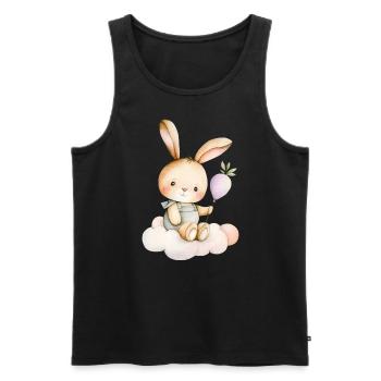 Cute bunny sitting on a cloud - Men's Premium Organic Tank Top - black - Front - AI Model Male 178 light (178cm)