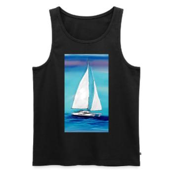 Sailors love the catamaran Catamaran Waves Wind - Men's Premium Organic Tank Top - black - Front - AI Model Male 178 light (178cm)