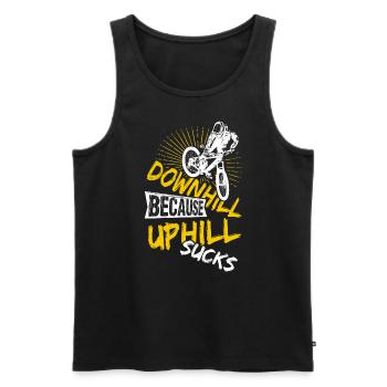 Downhill Because Uphill Sucks MTB Fahradfahrer Ber - Männer Premium Bio Tank Top - Schwarz - Vorne - AI Model Male 178 light (178cm)