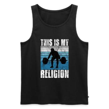 Bodybuilding is my religion Bpdybuilder GYM Retro - Männer Premium Bio Tank Top - Schwarz - Vorne - Michal (187cm)