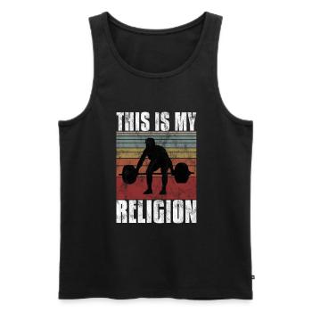 Bodybuilding is my religion Bpdybuilder GYM Retro - Männer Premium Bio Tank Top - Schwarz - Vorne - Michal (187cm)