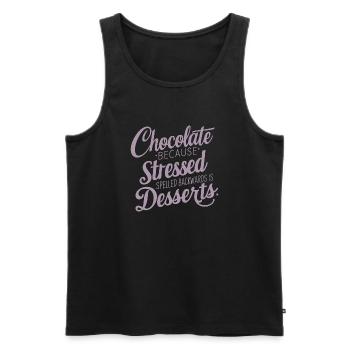 Dessert au chocolat Stress Dire dessert drôle - Débardeur bio Premium Homme - noir - Devant - AI Model Male 178 light (178cm)