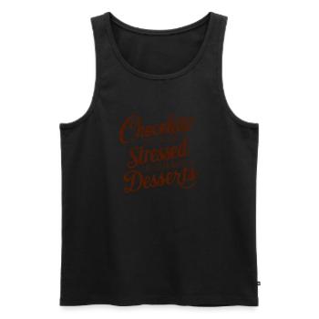 Dessert au chocolat Stress Dire dessert drôle - Débardeur bio Premium Homme - noir - Devant - AI Model Male 178 light (178cm)