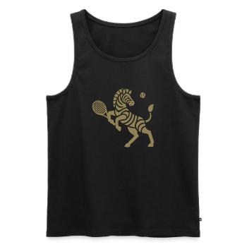 Zebra Tennis Silhouette Minimalistisches Design - Männer Premium Bio Tank Top - Schwarz - Vorne - Michal (187cm)