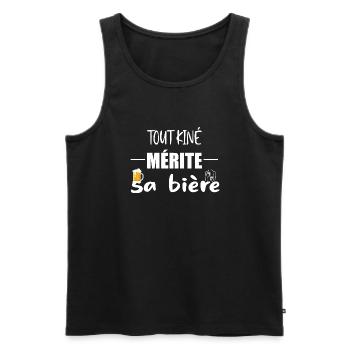 Tout kiné mérite sa bière t-shirt homme - Débardeur bio Premium Homme - noir - Devant - Michal (187cm)