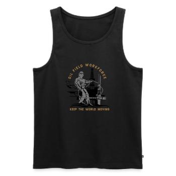 Oil Rig Oil Field North Sea Keep The World Movng - Men's Premium Organic Tank Top - black - Front - Michal (187cm)