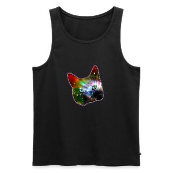 Space Katze - cooles Geschenk - Männer Premium Bio Tank Top - Schwarz - Vorne - AI Model Male 178 light (178cm)