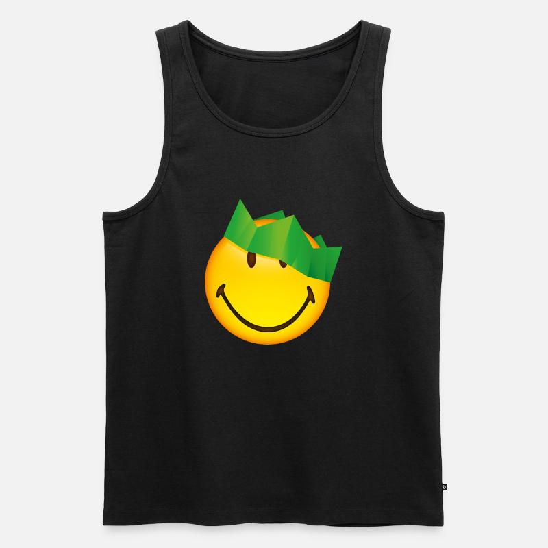Smiley Green Crown - Ekologiczny tank top męski Premium - czarny