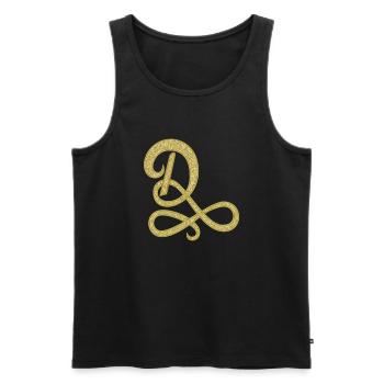 D - gold, letter, alphabet, monogram - Männer Premium Bio Tank Top - Schwarz - Vorne - AI Model Male 178 light (178cm)