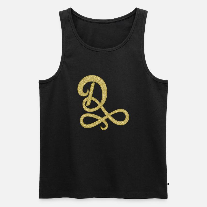 D - or, lettre, alphabet, monogramme - Débardeur bio Premium Homme - noir